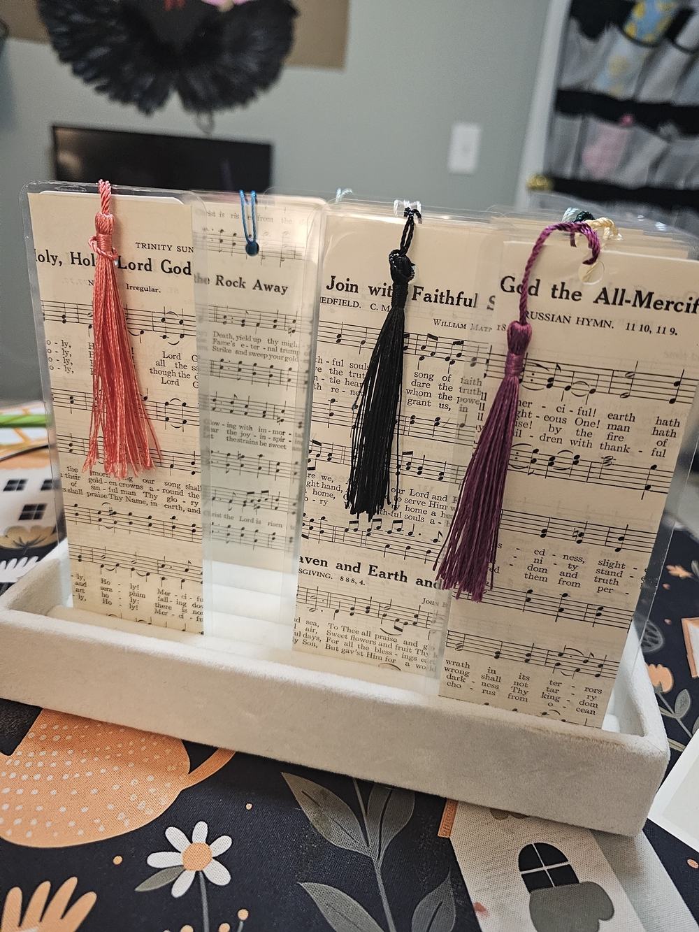 One Hymnal  Vintage Sheet Music Bookmarks with Tassels Handmade